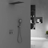 Душевая система для душа с термостатом Vincea VSFW-401TGM, вороненая сталь фото 