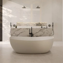 Ванна каменная Abber Stein 180x85 см AS9615-1.8, белый матовый, Размер - мм: 1800х850 фото 