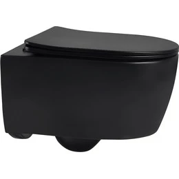 Унитаз подвесной безободковый Abber Bequem AC1104MB с крышкой микролифт, черный матовый, Цвет производителя: чёрный матовый фото 