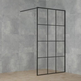 Душевая перегородка Paini 110 см PAINI-WalkIN110G (стекло 8 мм) с кронштейном в комплекте, чёрный/прозрачное фото 