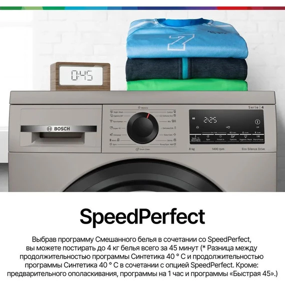 Стиральная машина Bosch Serie 4 WLS2846SME с английской панелью, цвет серебристый фото 8