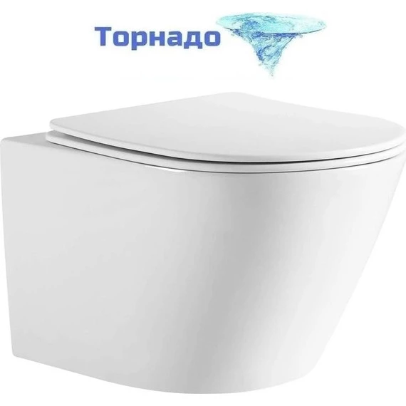 Унитаз подвесной безободковый Aquatek Либерти AQ1999T-00 с крышкой микролифт (система смыва Торнадо) -  Унитаз подвесной безободковый Aquatek Либерти AQ1999T-00 с крышкой микролифт (система смыва Торнадо) фото