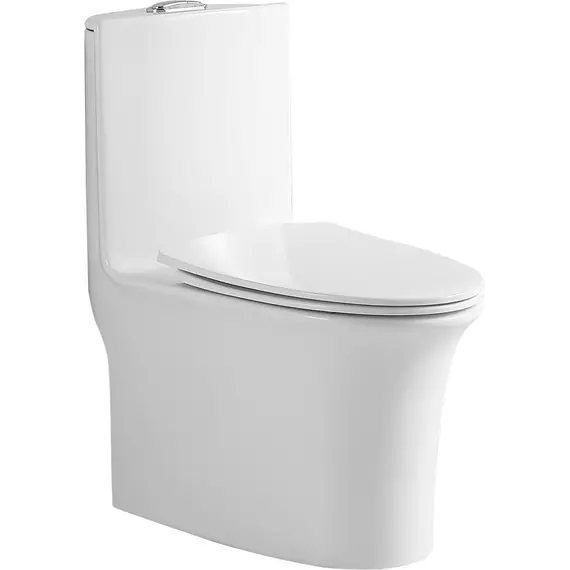 Унитаз-моноблок безободковый Sole Frime с тонкой крышкой микролифт -  Унитаз-моноблок безободковый Sole Frime с тонкой крышкой микролифт фото