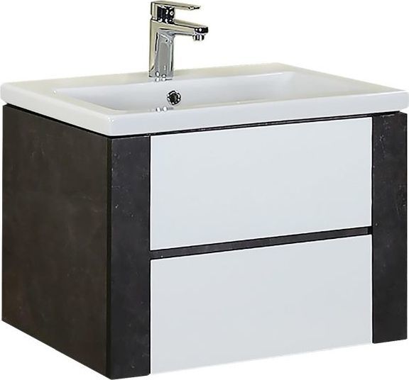 Тумба подвесная с раковиной Onika Стоун 70 см 107045, белая/ателье ...