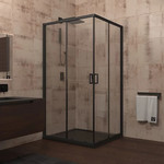 Душевое ограждение Veconi Rovigo 120x120 см RV13-120-01-C5, чёрный/прозрачное фото 