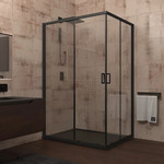 Душевое ограждение Veconi Rovigo 110x90 см RV14-11090-01-C5, чёрный/прозрачное фото 