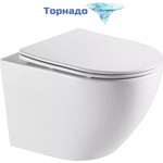 Унитаз подвесной безободковый Azario Grado AZ-0046-UQ3 с крышкой микролифт (Система смыва торнадо), Цвет производителя: белый фото 