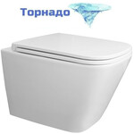 Унитаз подвесной безободковый Azario Teramo AZ-0052-UQ3 с крышкой микролифт (Система смыва торнадо), Цвет производителя: белый фото 