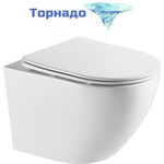 Унитаз подвесной безободковый Azario Grado AZ-0046-UQ3 с крышкой микролифт (Система смыва торнадо), Цвет производителя: белый фото 