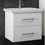 Тумба подвесная с раковиной Smile Арабеско 70 см, 2 ящика, белый фото 