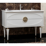 Тумба напольная с раковиной Smile Ибица 90 см, 2 ящика, белый/золото фото 