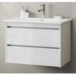 Тумба подвесная с раковиной Smile Фреш 80 см, 2 ящика, белый фото 