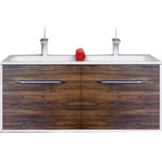 Тумба подвесная с раковиной Aqwella Malaga 120 см Mal.01.12/CD, белый/крафт, Цвет фасада: тёмное дерево фото 