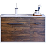 Тумба подвесная с раковиной Aqwella Malaga 90 см Mal.01.09/L/CD, белый/крафт, Цвет фасада: тёмное дерево фото 