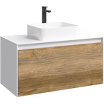 Тумба подвесная со столешницей Aqwella 5 Stars Mobi 100 см MOB0110W/MOB0710DB, белый/дуб балтийский фото 