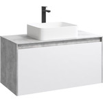 Тумба подвесная со столешницей Aqwella 5 Stars Mobi 100 см MOB0110BS/MOB0710W, бетон светлый/белый фото 