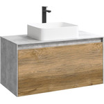 Тумба подвесная со столешницей Aqwella 5 Stars Mobi 100 см MOB0110BS/MOB0710DB, бетон светлый/дуб балтийский фото 