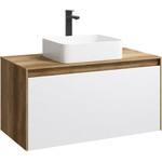 Тумба подвесная со столешницей Aqwella 5 Stars Mobi 100 см MOB0110DB/MOB0710W, дуб балтийский/белый фото 