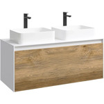 Тумба подвесная со столешницей Aqwella 5 Stars Mobi 120 см MOB0112W/MOB0712DB, белый/дуб балтийский фото 