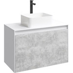 Тумба подвесная со столешницей Aqwella 5 Stars Mobi 80 см MOB0108W/MOB0708BS, белый/бетон светлый, Цвет фасада: бетон фото 