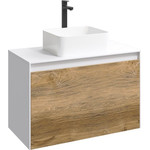 Тумба подвесная со столешницей Aqwella 5 Stars Mobi 80 см MOB0108W/MOB0708DB, белый/дуб балтийский, Цвет фасада: тёмное дерево фото 