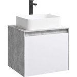 Тумба подвесная со столешницей Aqwella 5 Stars Mobi 60 см MOB0106BS/MOB0706W, бетон светлый/белый фото 