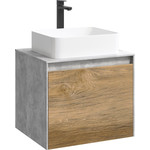 Тумба подвесная со столешницей Aqwella 5 Stars Mobi 60 см MOB0106BS/MOB0706DB, бетон светлый/дуб балтийский фото 