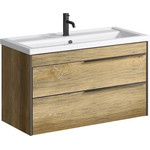 Тумба подвесная с раковиной Aqwella Fargo 100 см FRG0110DB, дуб балтийский фото 