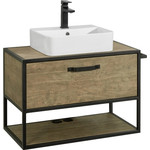 Тумба подвесная со столешницей Акватон Лофт Фабрик 80 см 1A242401LTDY0, дуб кантри фото 