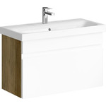 Тумба подвесная с раковиной Aqwella Smart 80 см SRT0108DB, дуб балтийский/белый фото 