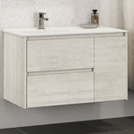 Тумба подвесная с раковиной Comforty Бремен 90 см, дуб белый фото 