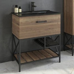 Тумба напольная с раковиной Comforty Бредфорд 75 см, дуб тёмный фото 