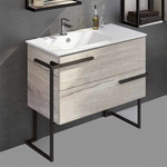 Тумба напольная с раковиной Comforty Дюссельдорф 90 см, дуб дымчатый фото 