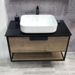 Тумба подвесная с раковиной Comforty Кёльн 75 см, дуб тёмный фото 