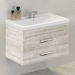 Тумба подвесная с раковиной Comforty Никосия 80П 80 см, дуб белый фото 