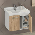 Тумба подвесная с раковиной Comforty Рига 60 см, дуб сонома фото 