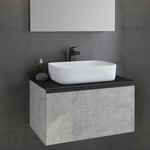 Тумба подвесная с раковиной Comforty Эдинбург 75 см, бетон светлый фото 