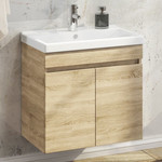 Тумба подвесная с раковиной Comforty Тромсе 60 см, дуб сонома фото 