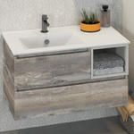 Пенал подвесной Comforty Турин 45 см, дуб бежевый фото 2