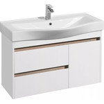 Тумба подвесная с раковиной Акватон Нортон 100 см 1A2490K0NT010, белый/дуб эндгрейн фото 