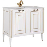 Пенал напольный Aquanet Паола 40 см 186112, белый/золото фото 4