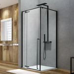 Душевое ограждение Aquanet Ideal AE-AXC10MB-S-B 100x100 см (стекло 8 мм), чёрный/прозрачное фото 