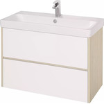 Тумба подвесная с раковиной Акватон Сканди 90 см 1A2519K0SDB20, белый/дуб верона фото 