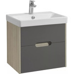 Тумба подвесная с раковиной Акватон Оливия 55 см 1A254201OLUG0, серый/дуб ойстер фото 