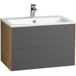 Тумба подвесная с раковиной Акватон Сохо 75 см 1A258101AJA00, графит/дуб веллингтон фото 