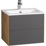 Тумба подвесная с раковиной Акватон Сохо 60 см 1A258001AJA00, графит/дуб веллингтон фото 