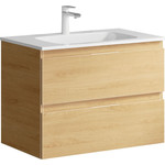 Тумба подвесная с раковиной Aqwella Accent 75 см ACC0175DZ, дуб золотой, Цвет фасада: светлое дерево фото 