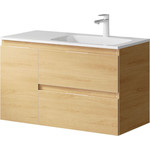 Тумба подвесная с раковиной Aqwella Accent 90 см ACC0109RDZ, дуб золотой, Цвет фасада: светлое дерево фото 