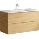 Тумба подвесная с раковиной Aqwella Accent 100 см ACC0110DZ, дуб золотой, Цвет фасада: светлое дерево фото 