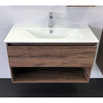 Тумба подвесная с раковиной Comforty Бордо 90 см, дуб тёмно-коричневый фото 